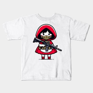 Tactical Little Red Riding Hood Adventure Tee: Where Fairytales Meet Bold Style Kids T-Shirt